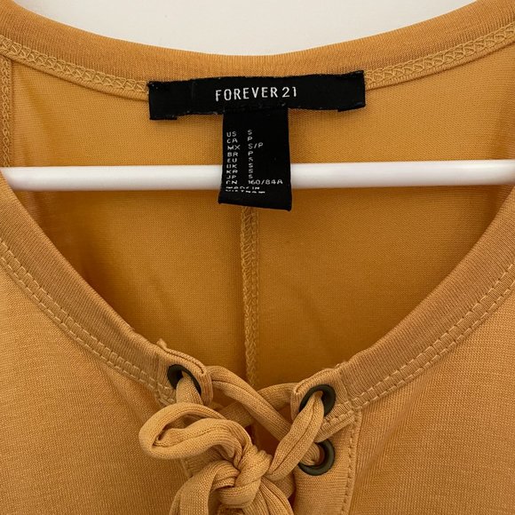 Forever 21 Mustard Yellow Criss Cross Halter Tank Top - Picture 5 of 5